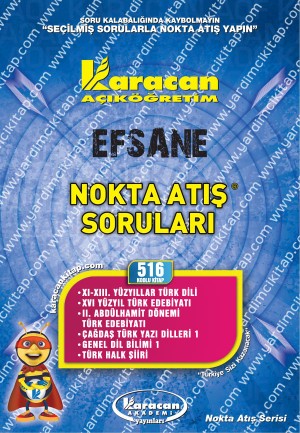 516 - Karacan Yayınları Nokta Atış Soruları - XI-XIII. YÜZYILLAR TÜRK DİLİ - XVI YÜZYIL TÜRK EDEBİYATI  - II. ABDÜLHAMİT DÖNEMİ TÜRK EDEBİYATI - ÇAĞDAŞ TÜRK YAZI DİLLERİ 1 - GENEL DİL BİLİMİ 1 - TÜRK HALK ŞİİRİ