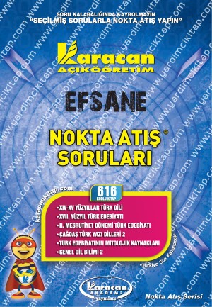 616 - Karacan Yayınları Nokta Atış Soruları - XIV-XV YÜZYILLAR TÜRK DİLİ - XVII. YÜZYIL TÜRK EDEBİYATI - II. MEŞRUTİYET DÖNEMİ TÜRK EDEBİYATI - ÇAĞDAŞ TÜRK YAZI DİLLERİ 2 - TÜRK EDEBİYATININ MİTOLOJİK KAYNAKLARI - GENEL DİL BİLİMİ